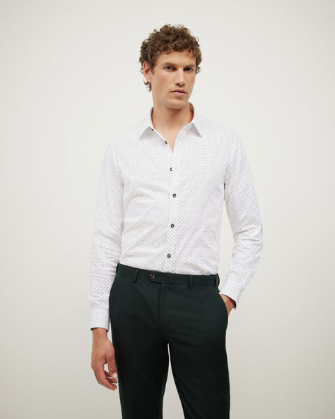 Polka Dot Print Long Sleeve Shirt, White, hi-res